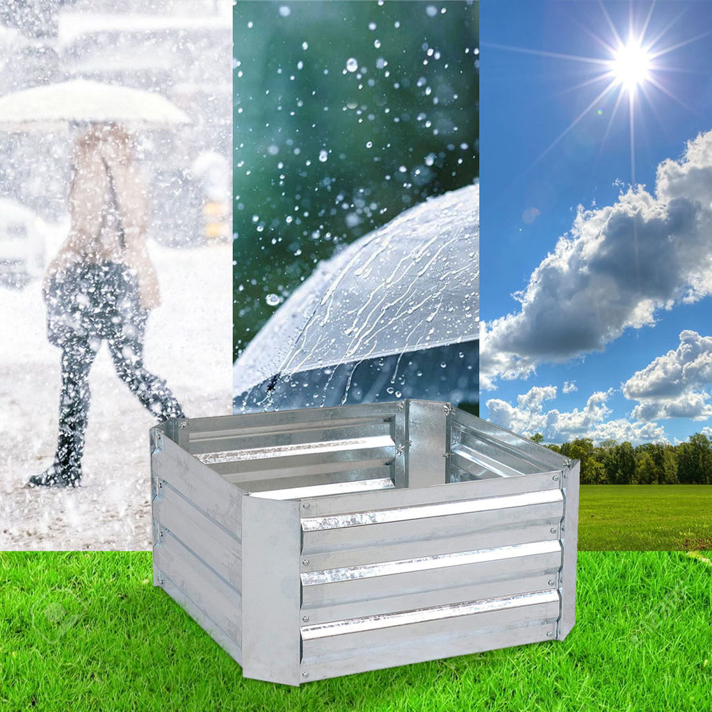 100cm Square Galvanized Raised Garden Bed Silver