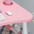 Pink Foldable Study Bed Table Adjustable Portable Desk Stand With Notebook Holder and Cup Slot