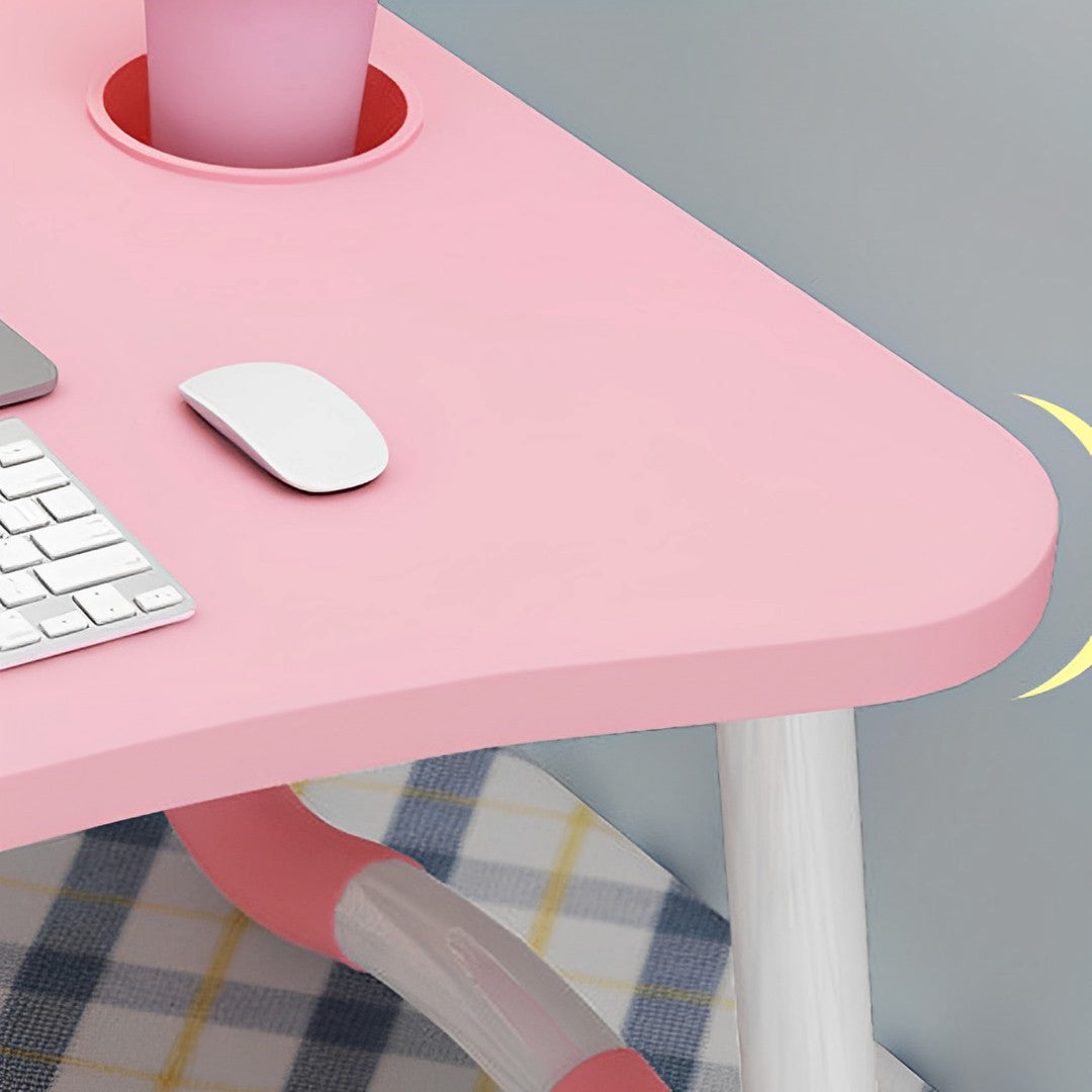 Pink Foldable Study Bed Table Adjustable Portable Desk Stand With Notebook Holder and Cup Slot