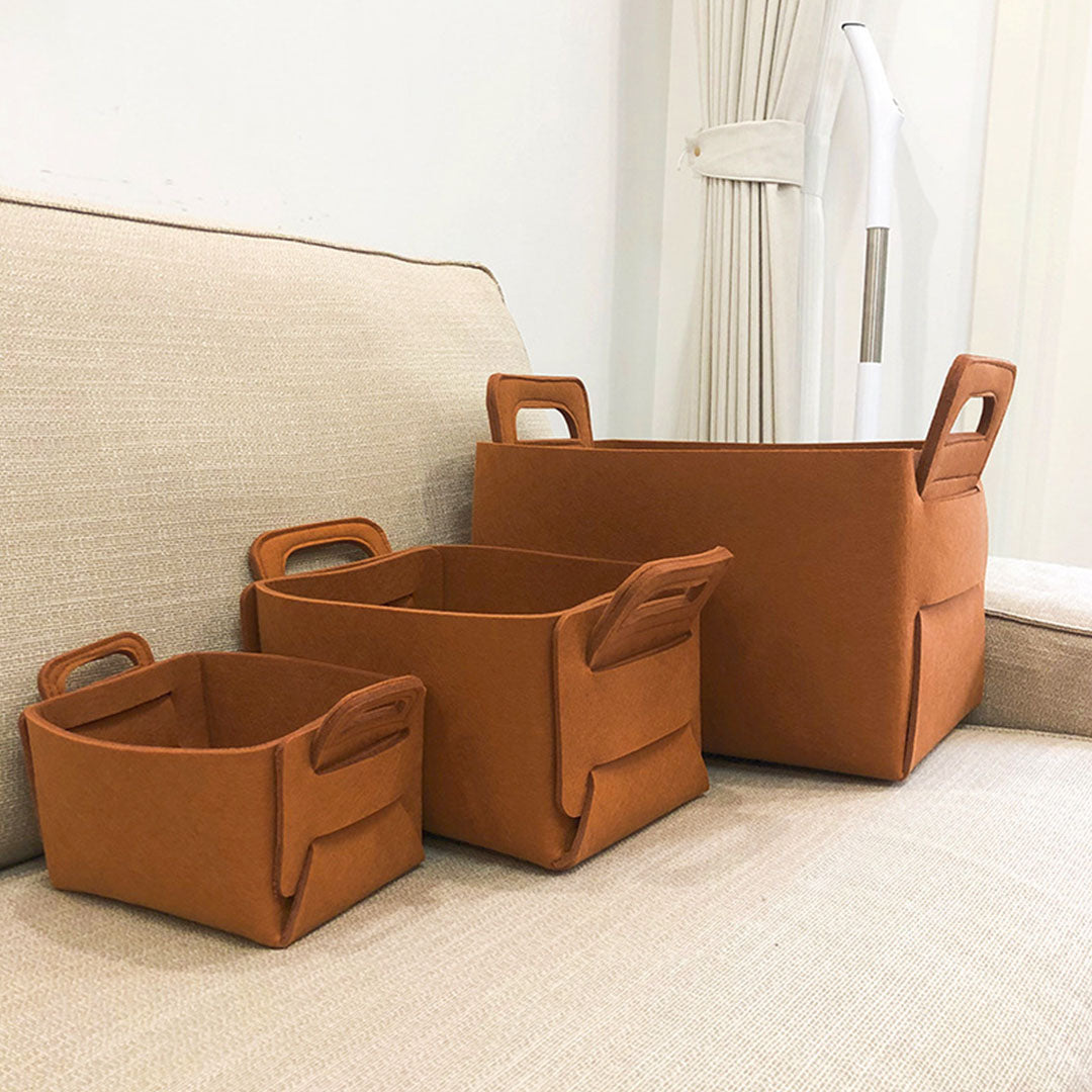 Large Coffee Felt Storage Box