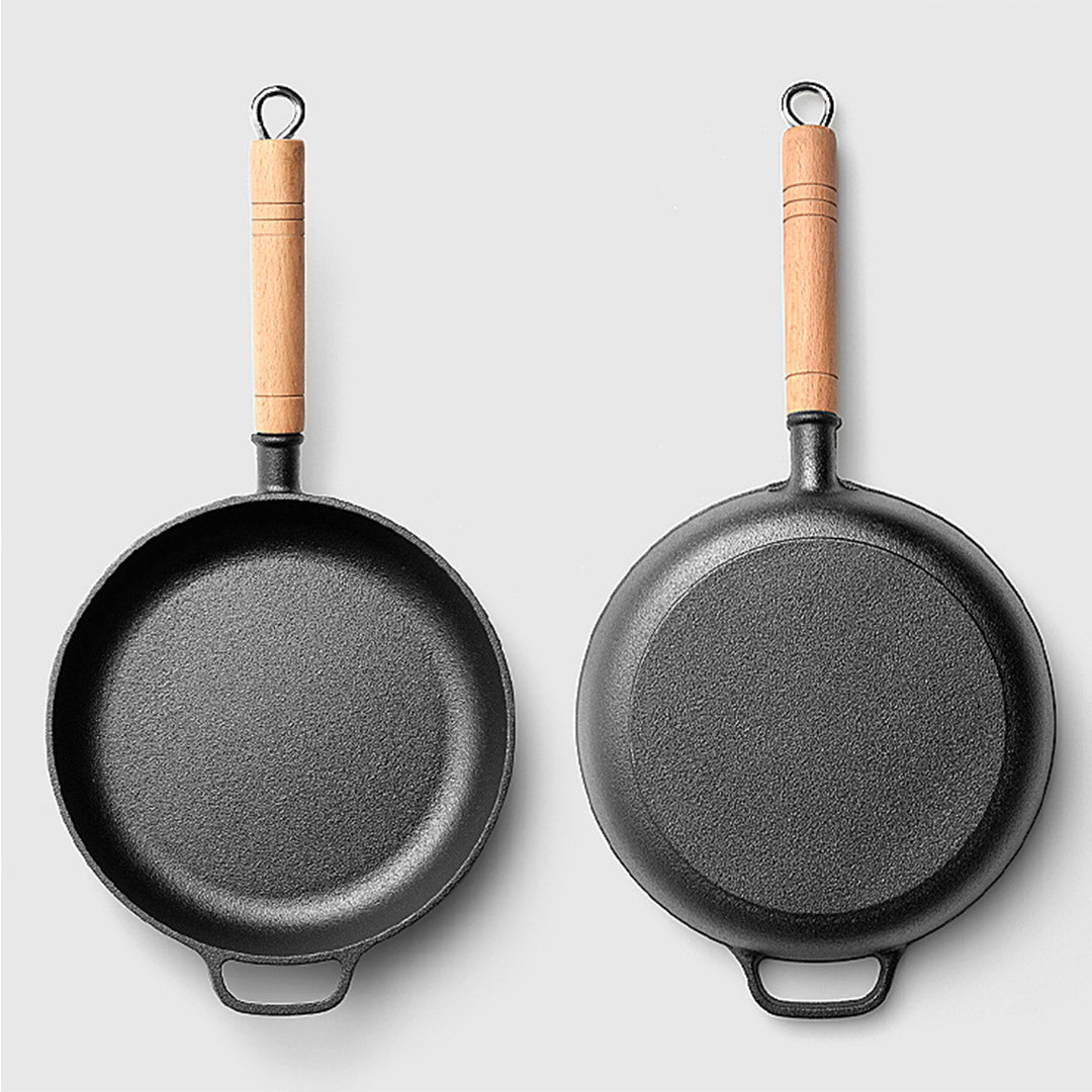 27cm Round Cast Iron Frying Pan Skillet with Helper Handle
