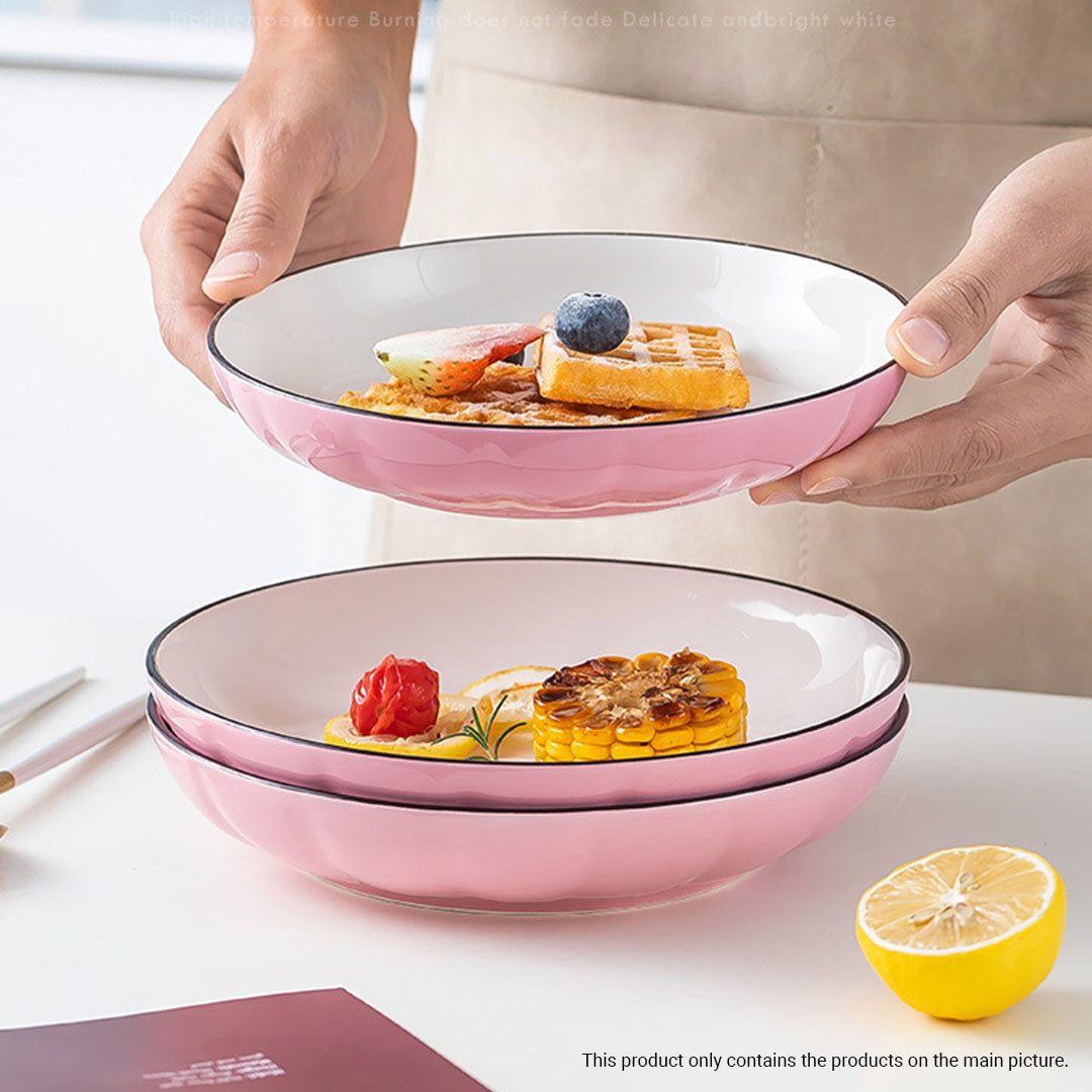Pink Ceramic Dinnerware Set of 9