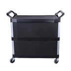 3 Tier Covered Utility Cart Black with Bins