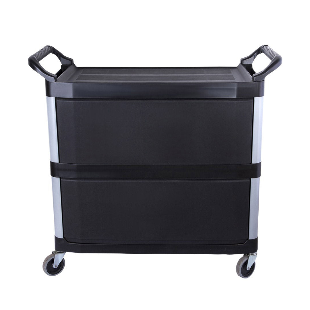 3 Tier Covered Utility Cart Black with Bins
