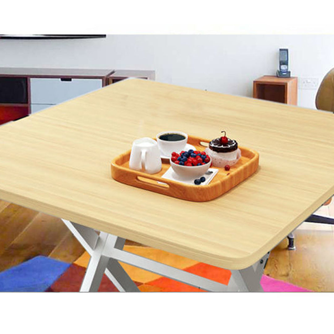 White Foldable Portable Standing Legs Square Table