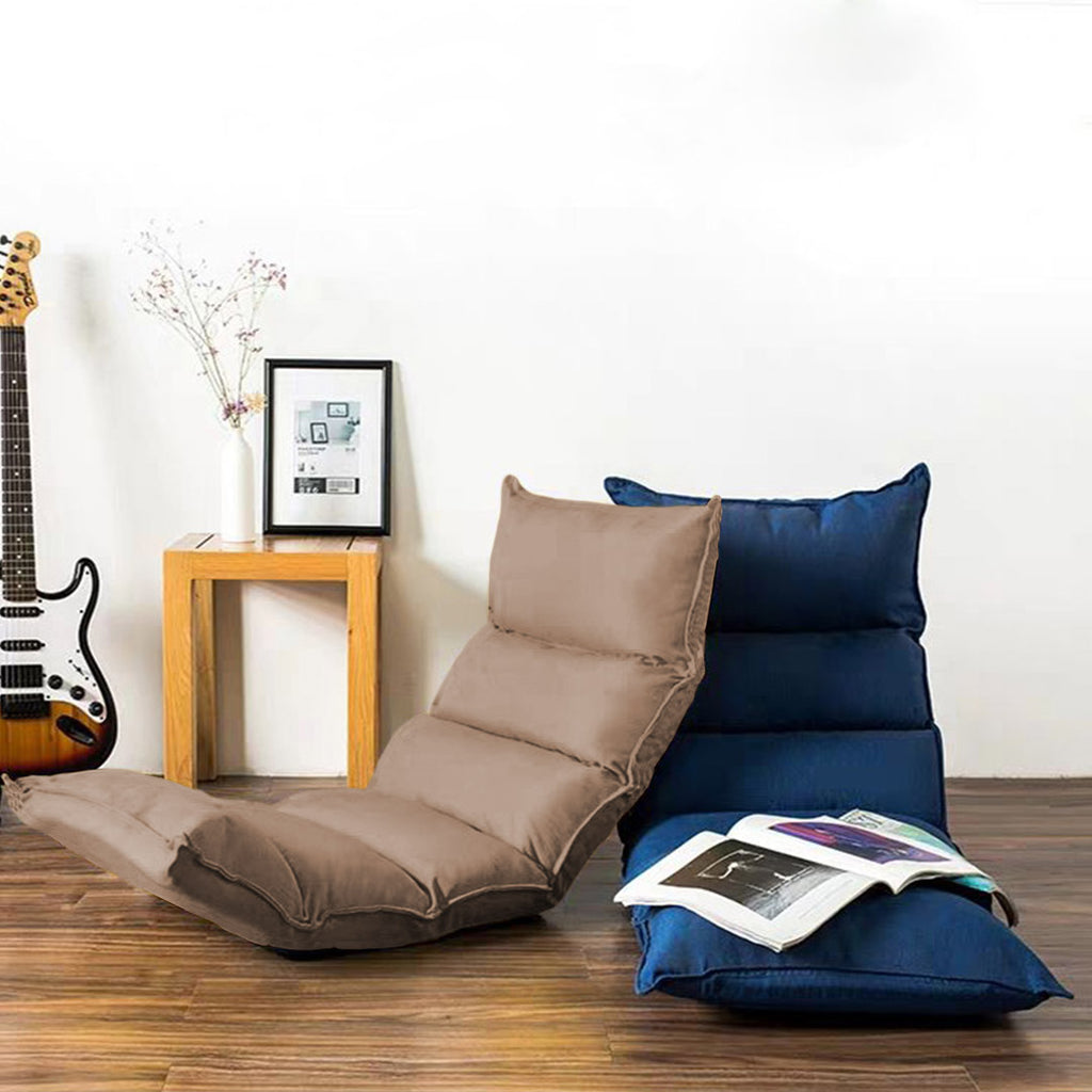 Leather Floor Recliner Lazy Chair Khaki