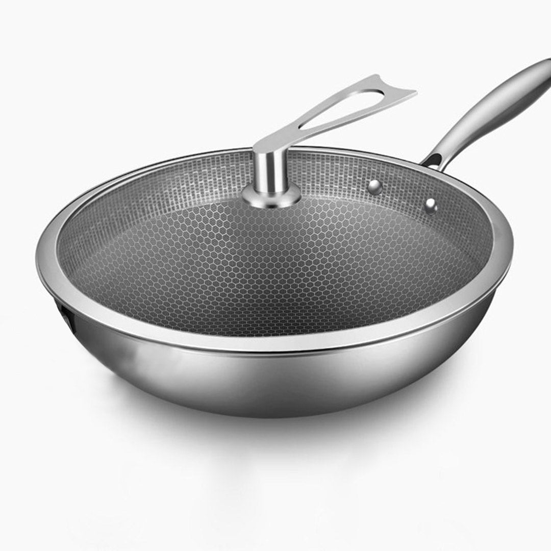 32cm Stainless Steel Frying Pan with Glass Lid