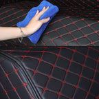 Leather Car Boot Foldable Trunk Cargo Organizer Box Black/Red Stitch Large