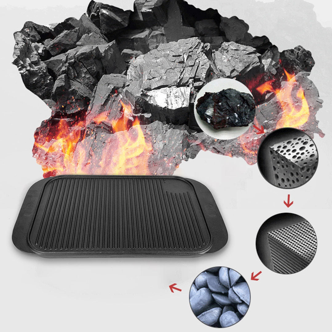 47cm Cast Iron Ridged Griddle Plate