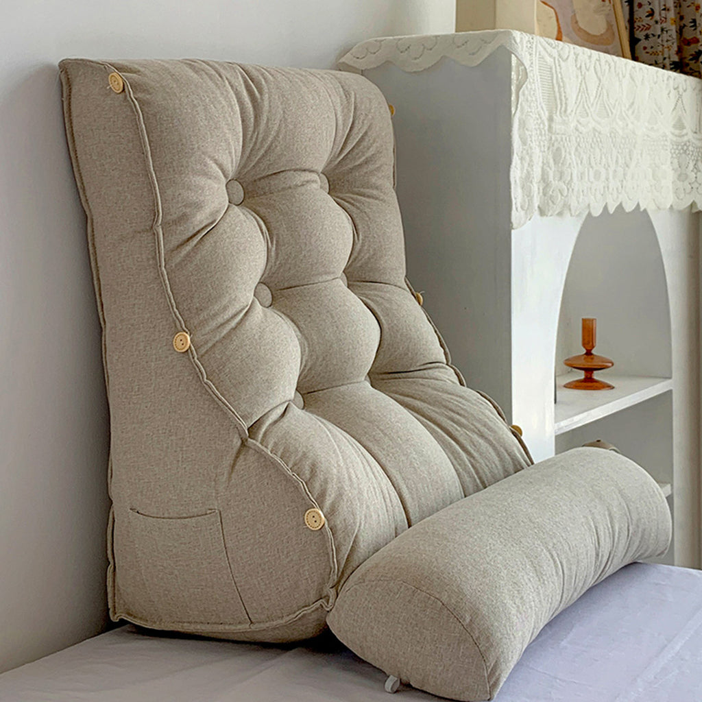 45cm White Wedge Lumbar Pillow