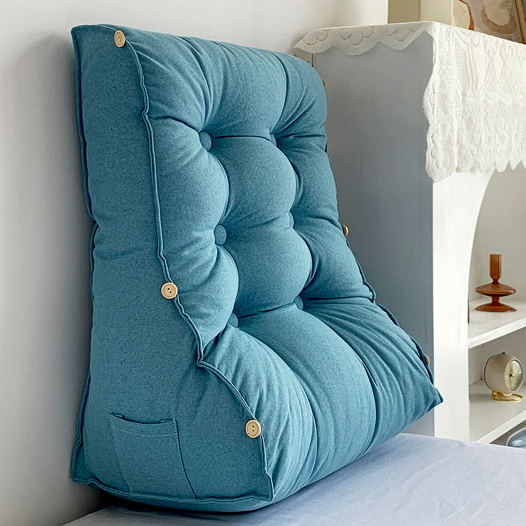 60cm Blue Wedge Lumbar Pillow