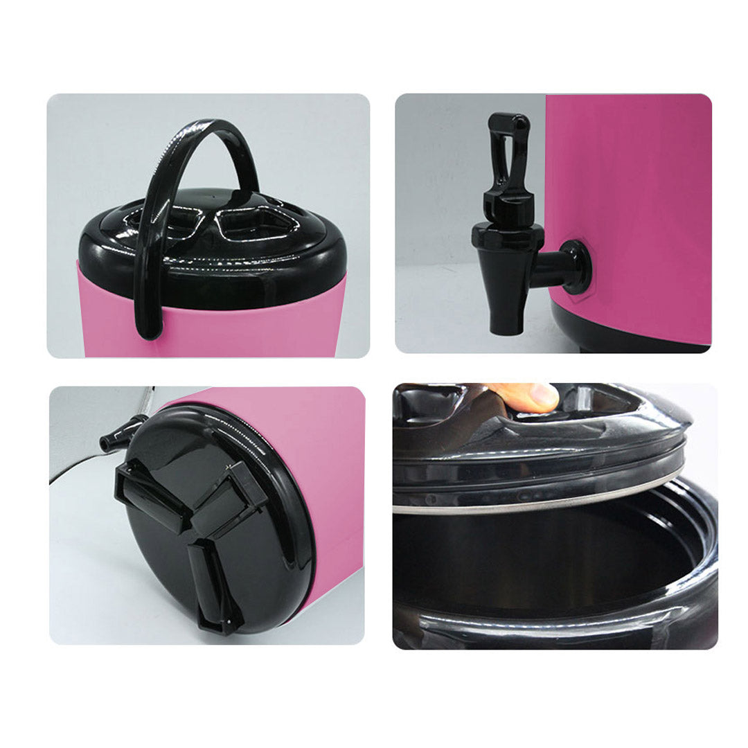 12L Stainless Steel Milk Tea Barrel with Faucet Pink
