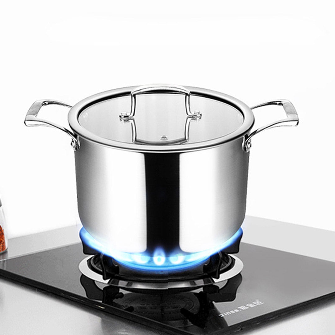 26cm Stainless Steel Soup Pot with Glass Lid