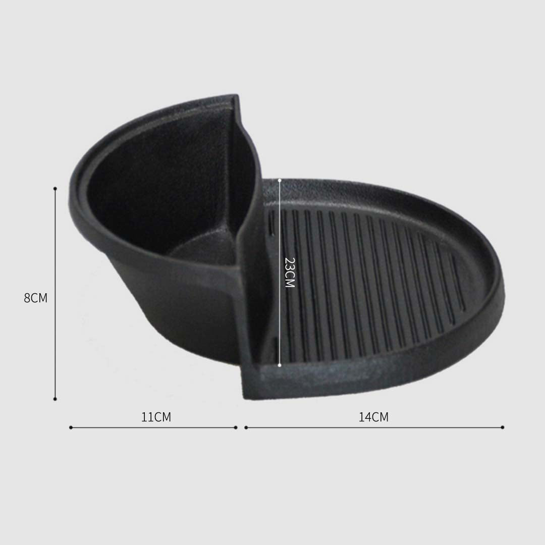 2 in 1 Cast Iron Ribbed Skillet and Steamboat