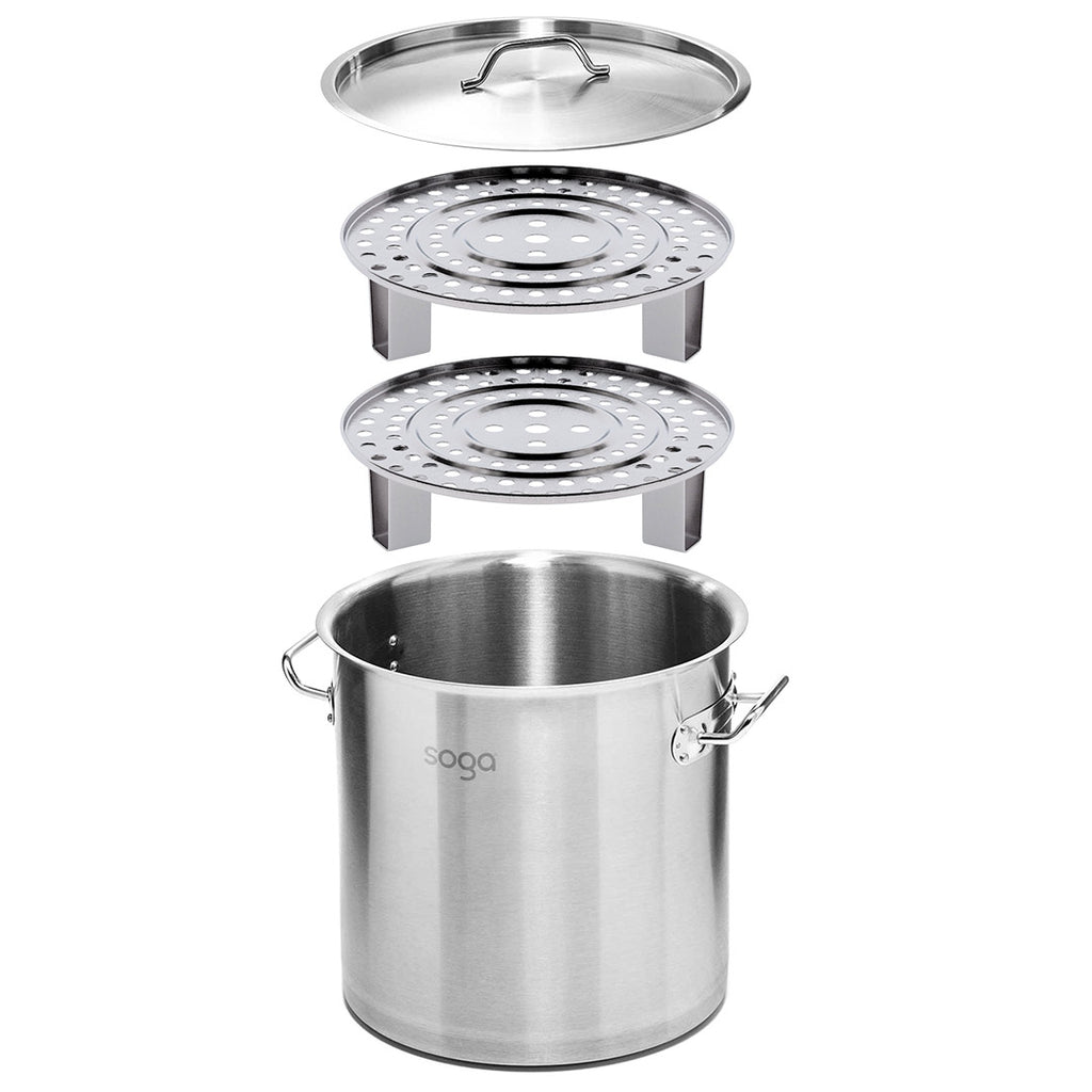 21L Stainless Steel Stock Pot with One Steamer Rack