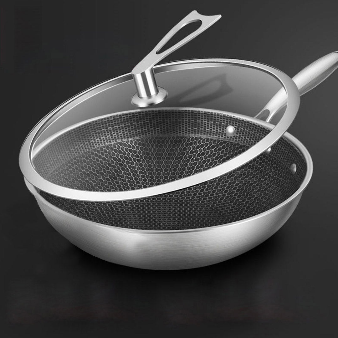 32cm Stainless Steel Frying Pan with Glass Lid