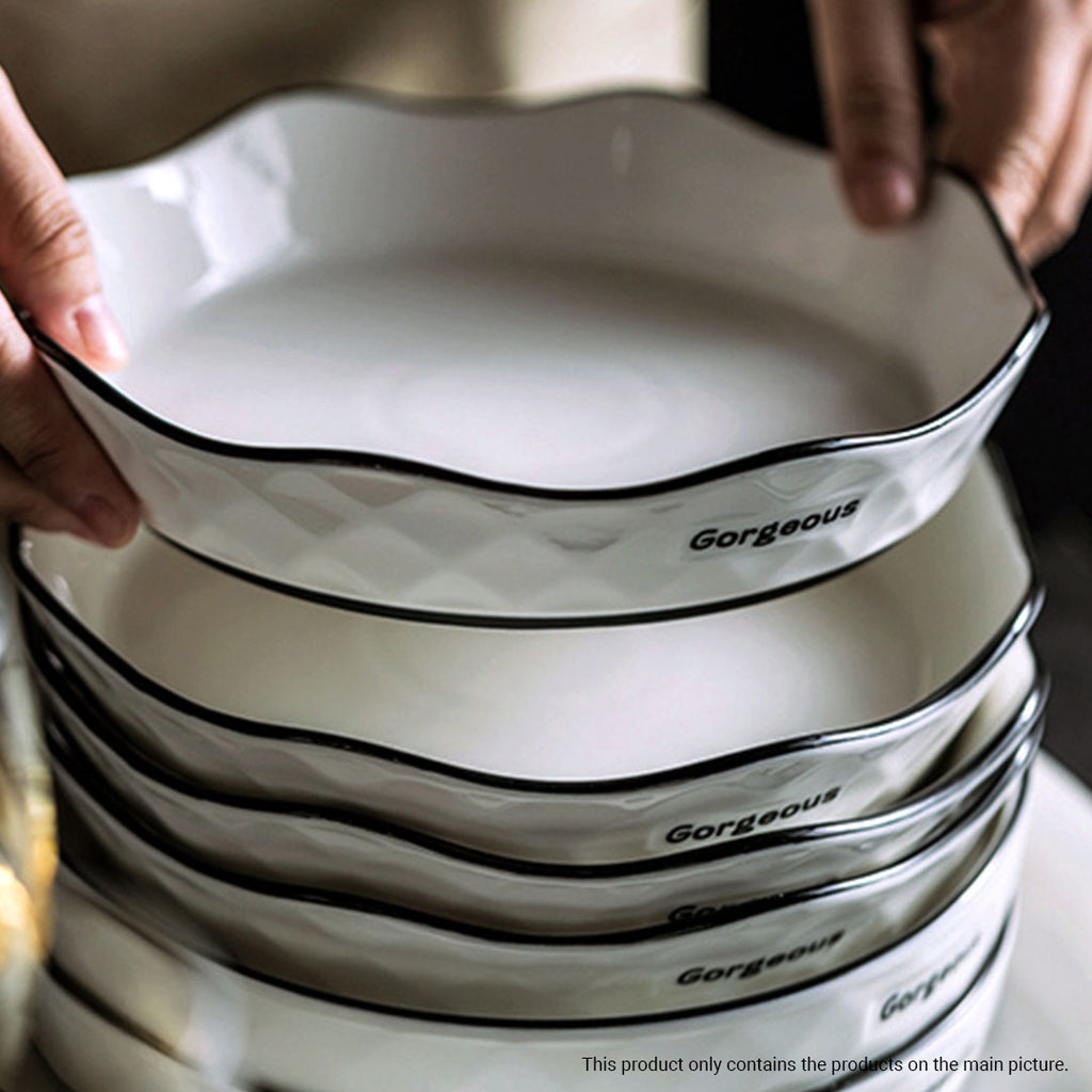 Diamond Pattern Ceramic Dinnerware Set of 22