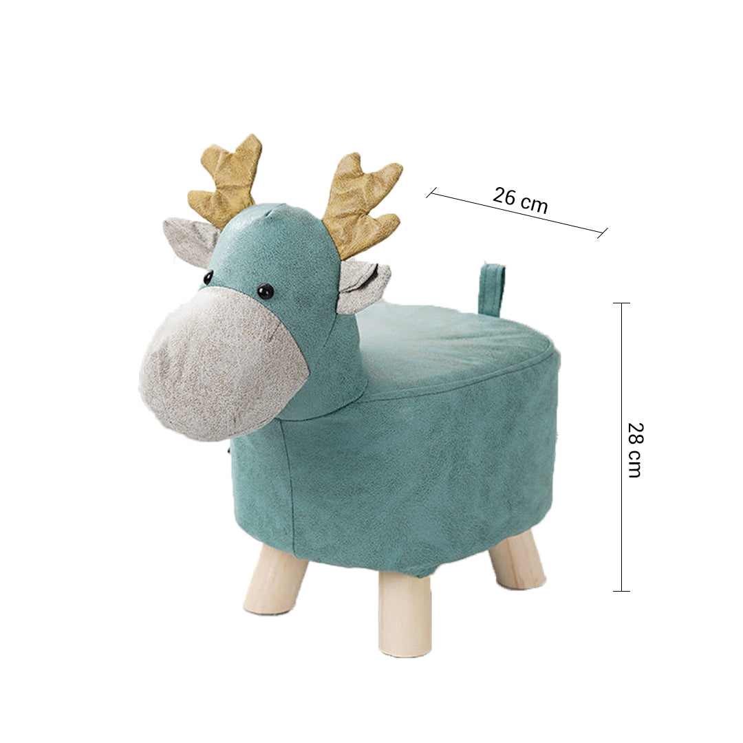Green Kids Ottoman Stool Deer Character Bench Seat