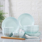 Light Blue Ceramic Dinnerware Set of 4