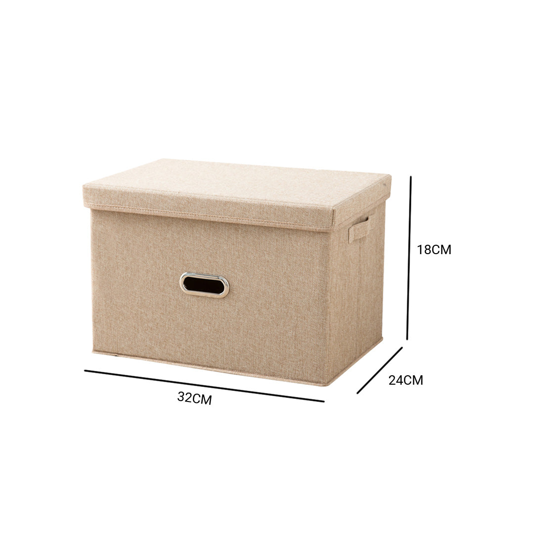 Beige Small Foldable Canvas Storage Box