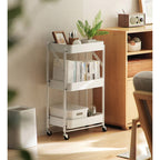 3 Tier Steel White Foldable Kitchen Cart