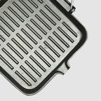SOGA 28cm Ribbed Cast Iron Square Steak Frying Pan
