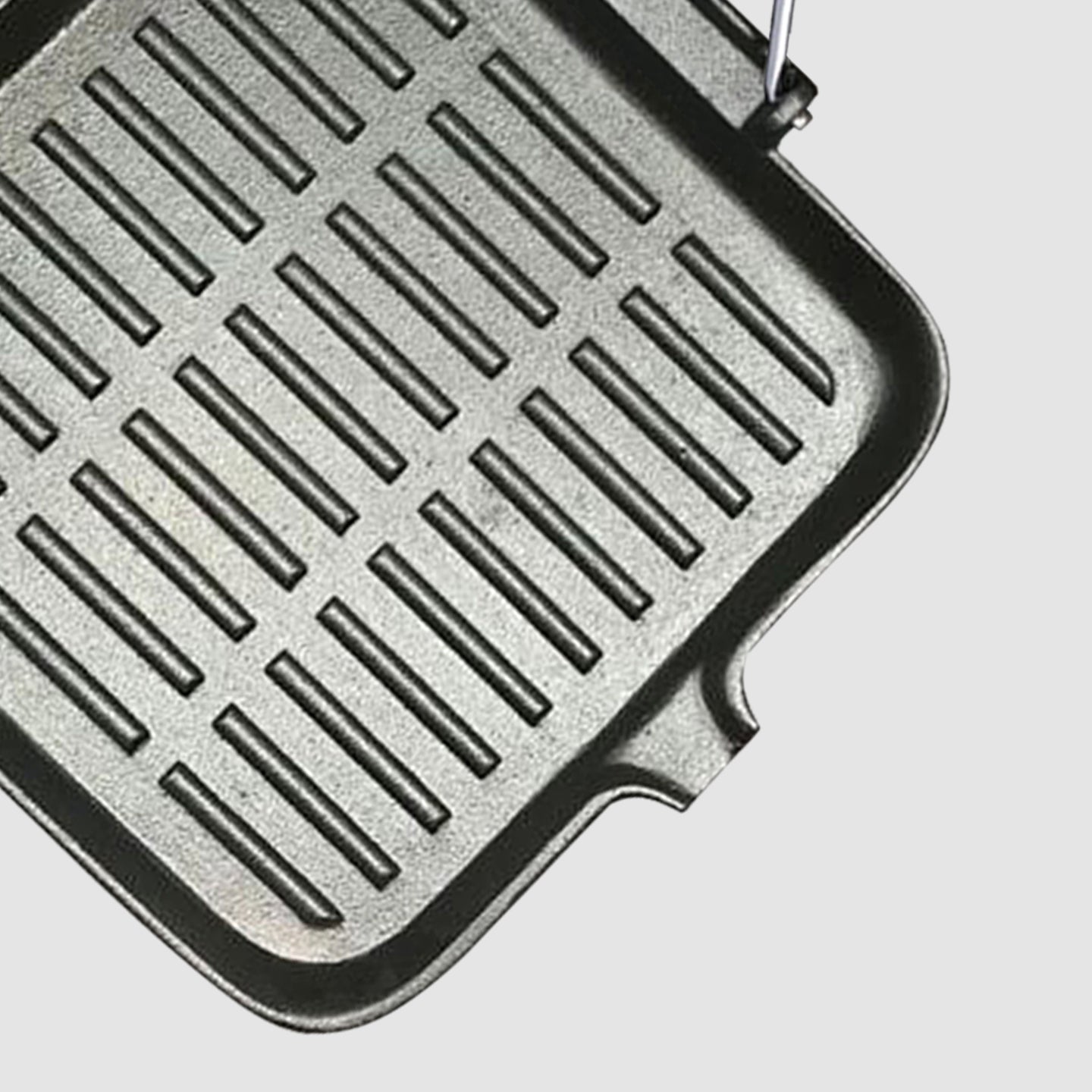 SOGA 28cm Ribbed Cast Iron Square Steak Frying Pan