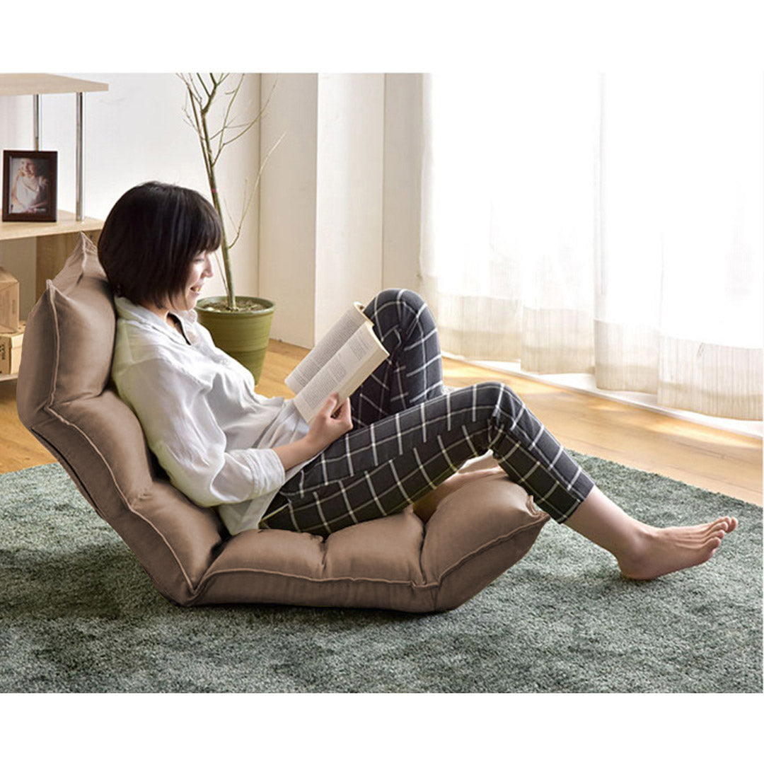 Leather Floor Recliner Lazy Chair Khaki
