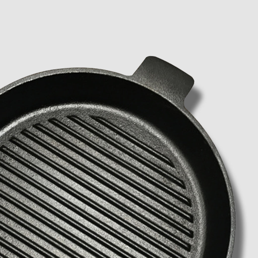 SOGA 26cm Round Ribbed Cast Iron with Handle