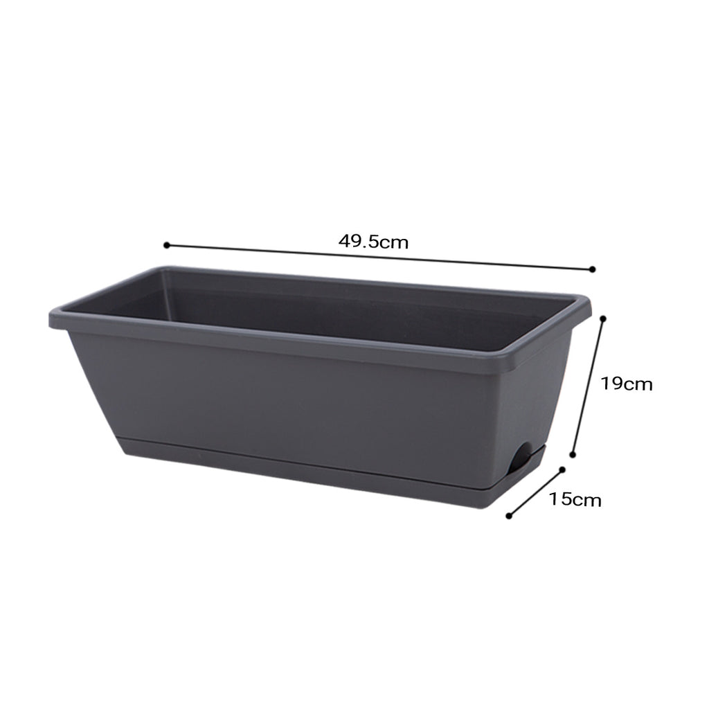 49.5cm Black Rectangular Vegetable Herb Flower Planter Box Set of 5
