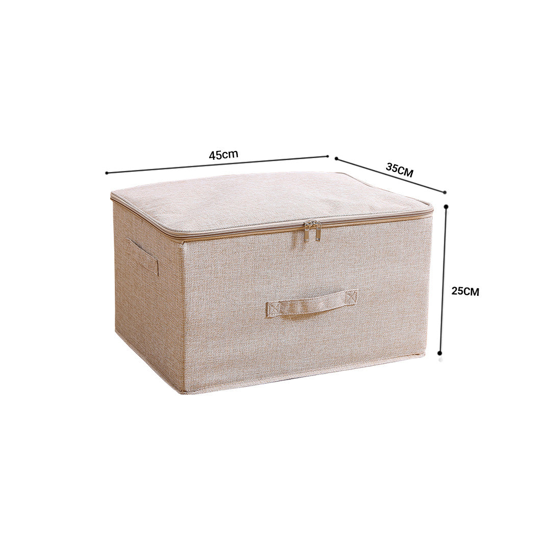 Beige Large Double Zipper Storage Box