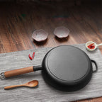 25cm Round Cast Iron Frying Pan Skillet with Helper Handle