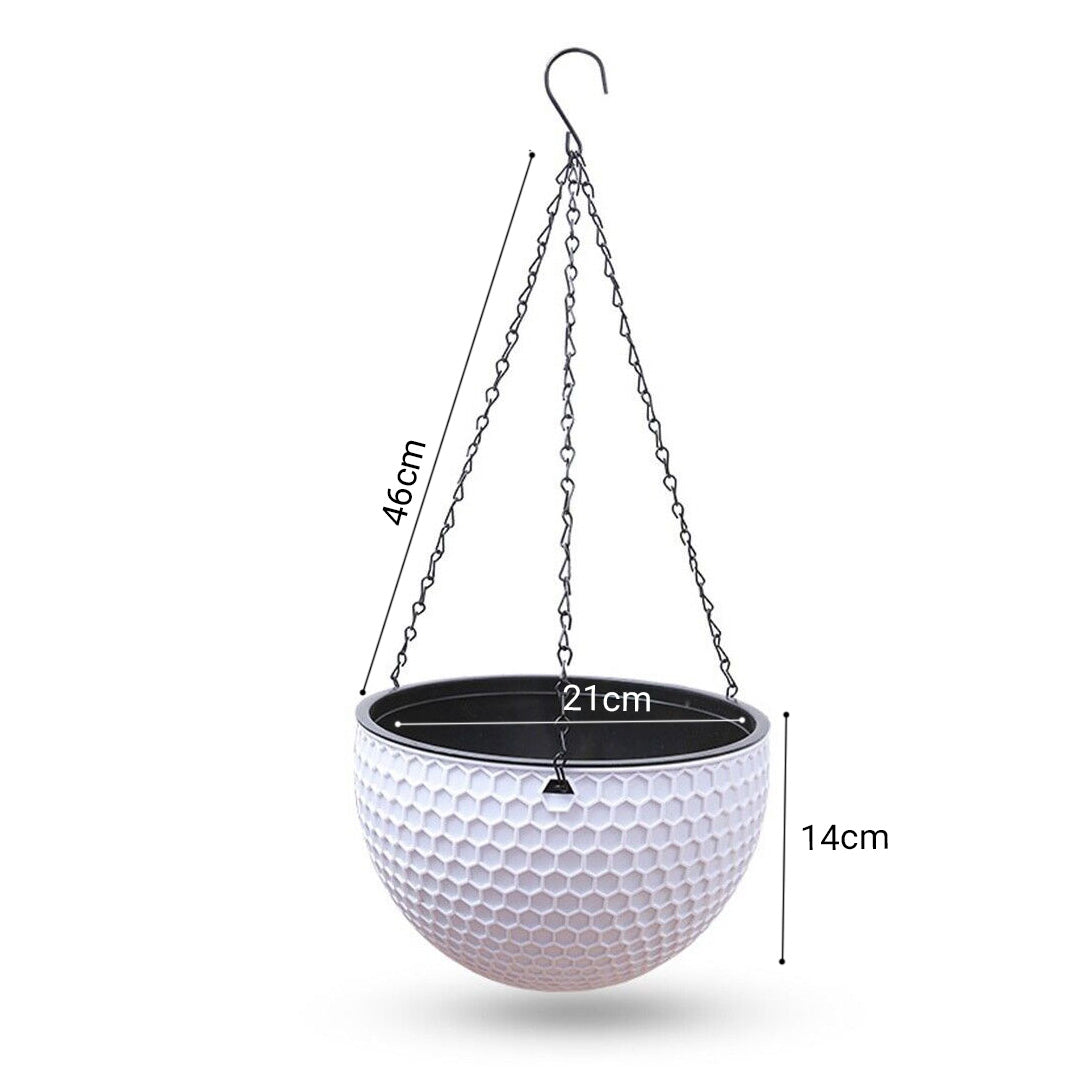 White Medium Hanging Flower Pot