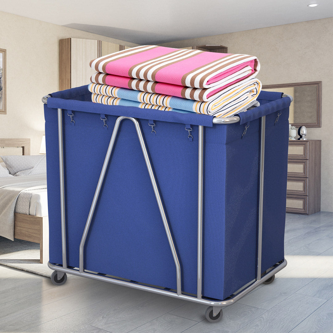 Stainless Large Linen Cart Blue
