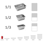 Gastronorm GN Pan Full Size 1/3 GN Pan 10cm Deep Stainless Steel Tray with Lid