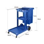 3 Tier Multifunction Janitor Cart and Bag with Lid Blue