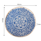 Blue Carpet Soft Linen Bohemian Non-Slip Round Rug