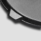 24cm Round Ribbed Cast Iron Skillet Pan with Folding Wooden Handle