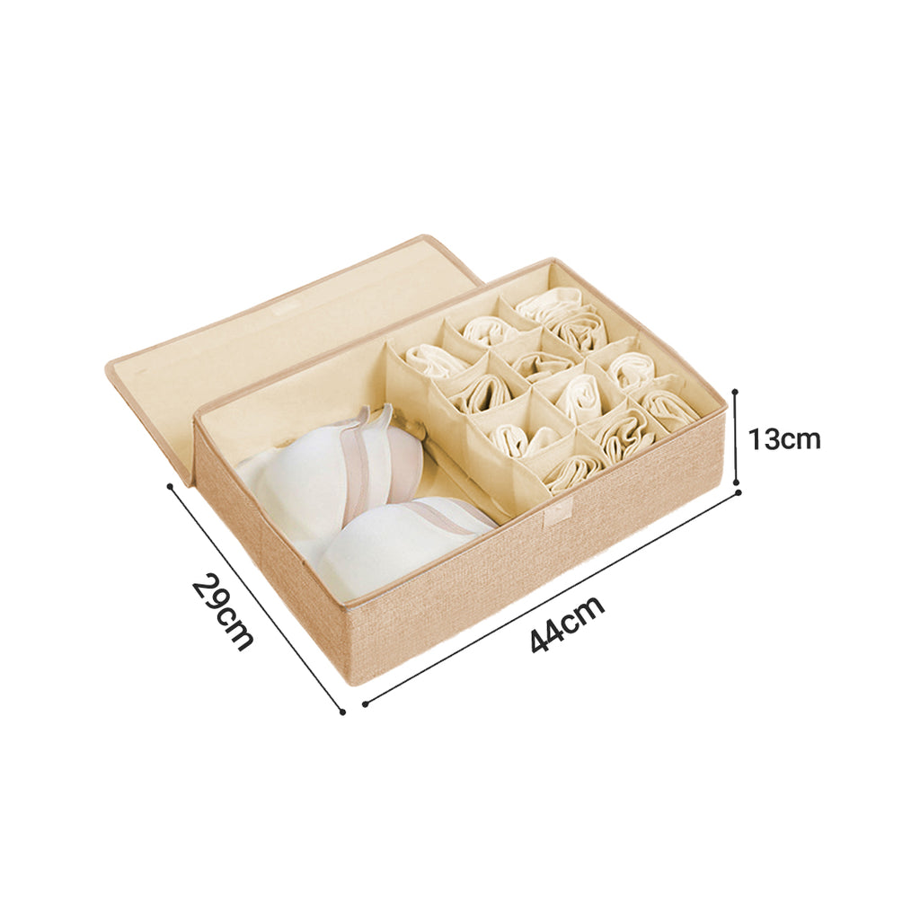 SOGA Beige Flip Top Underwear Storage Box