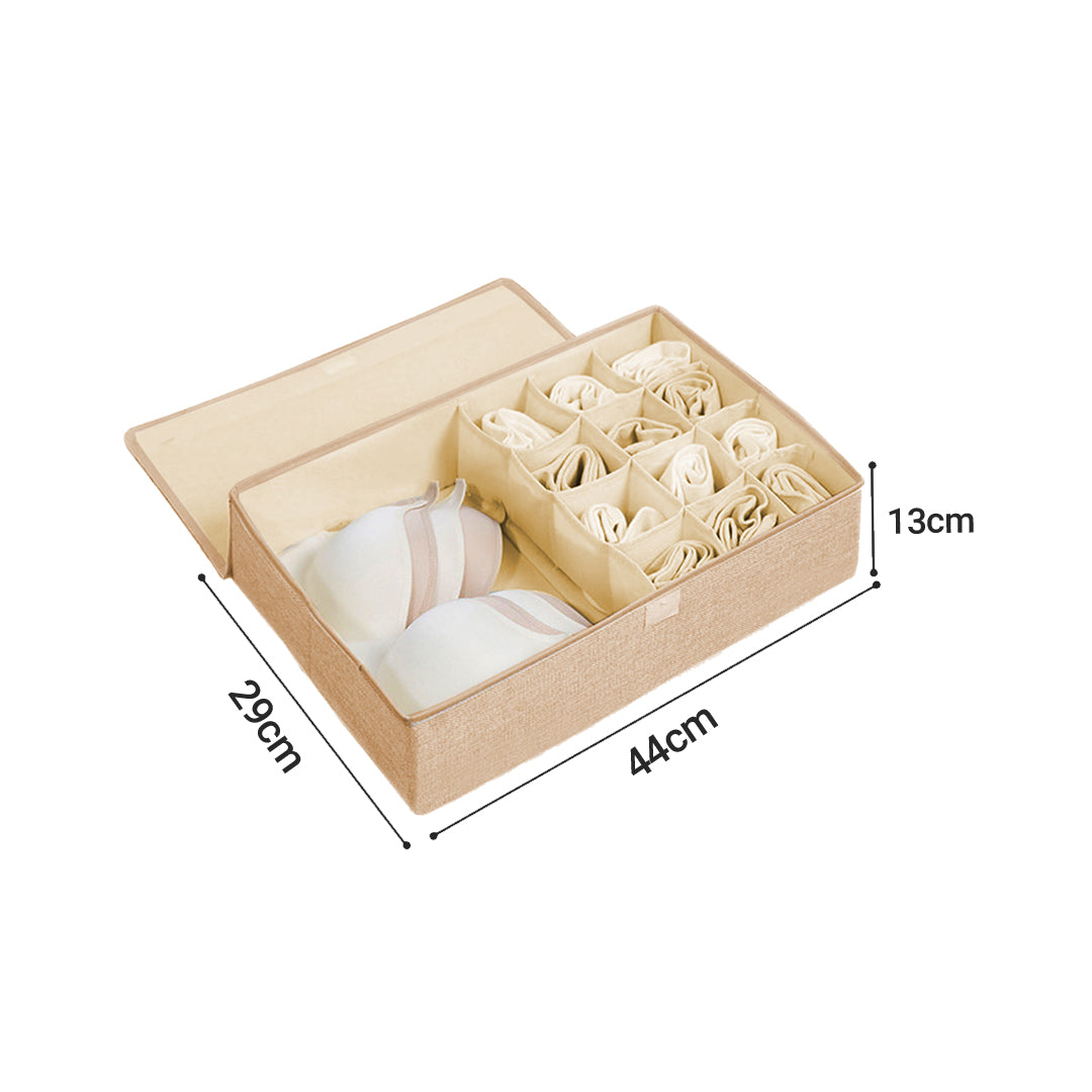 SOGA Beige Flip Top Underwear Storage Box
