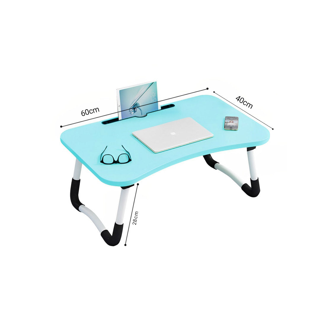 Blue Foldable Study Bed Table Adjustable Portable Desk Stand with Notebook Holder