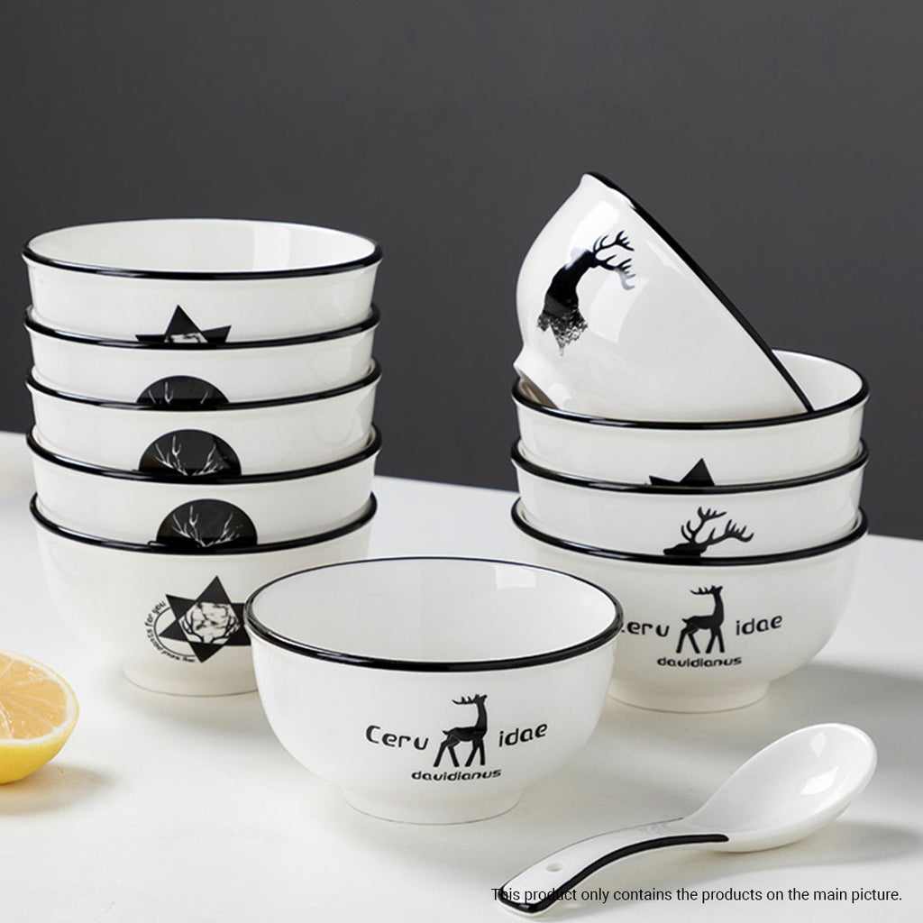 White Antler Printed Ceramic Dinnerware Set of 28