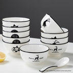 White Antler Printed Ceramic Dinnerware Set of 28
