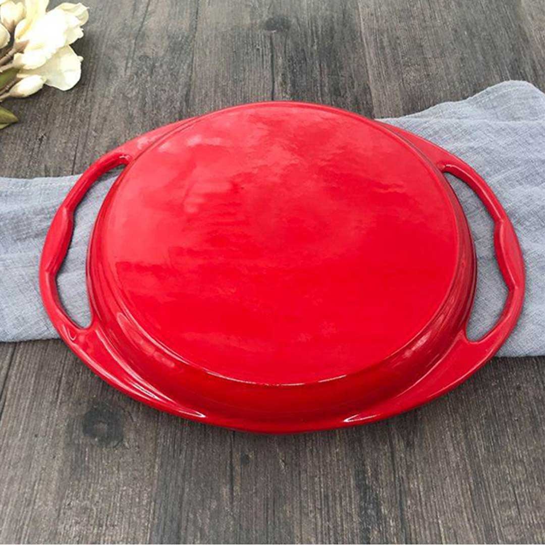 Enamel Cast Iron Non-stick Sizzle Frying Pan 26cm
