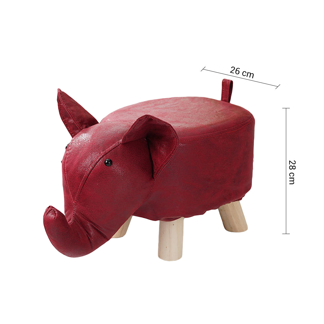 Red Kids Ottoman Stool Elephant Character Bench Seat