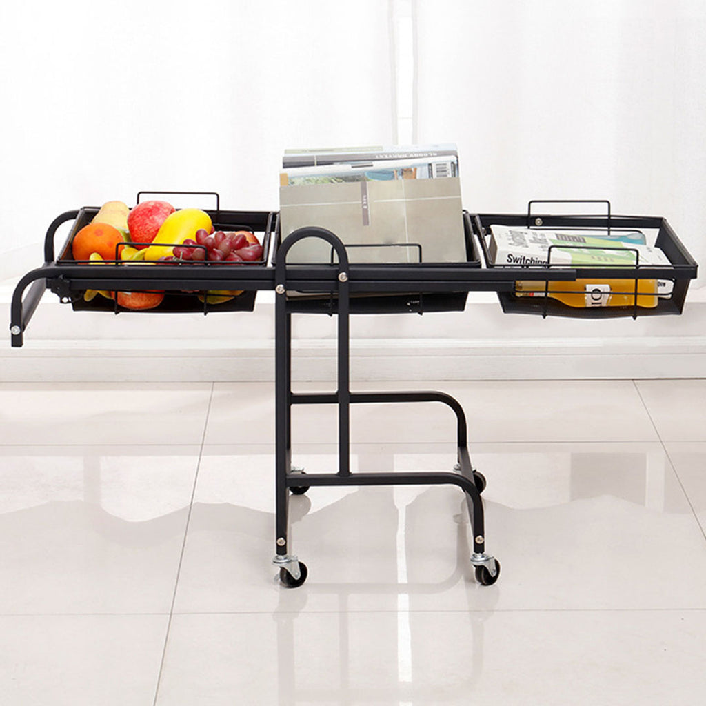3 Tier Steel Black Adjustable Kitchen Cart