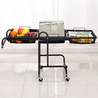 3 Tier Steel Black Adjustable Kitchen Cart