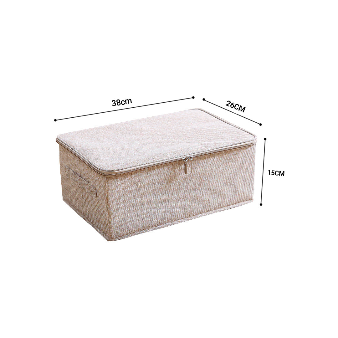 Beige Small Double Zipper Storage Box