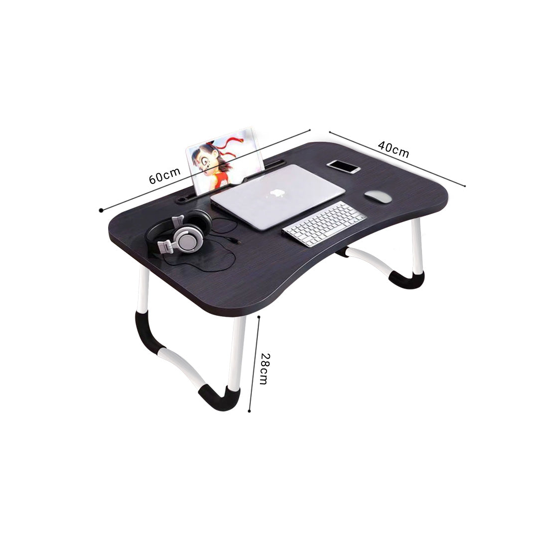 Black Foldable Study Bed Table Adjustable Portable Desk Stand With Notebook Holder