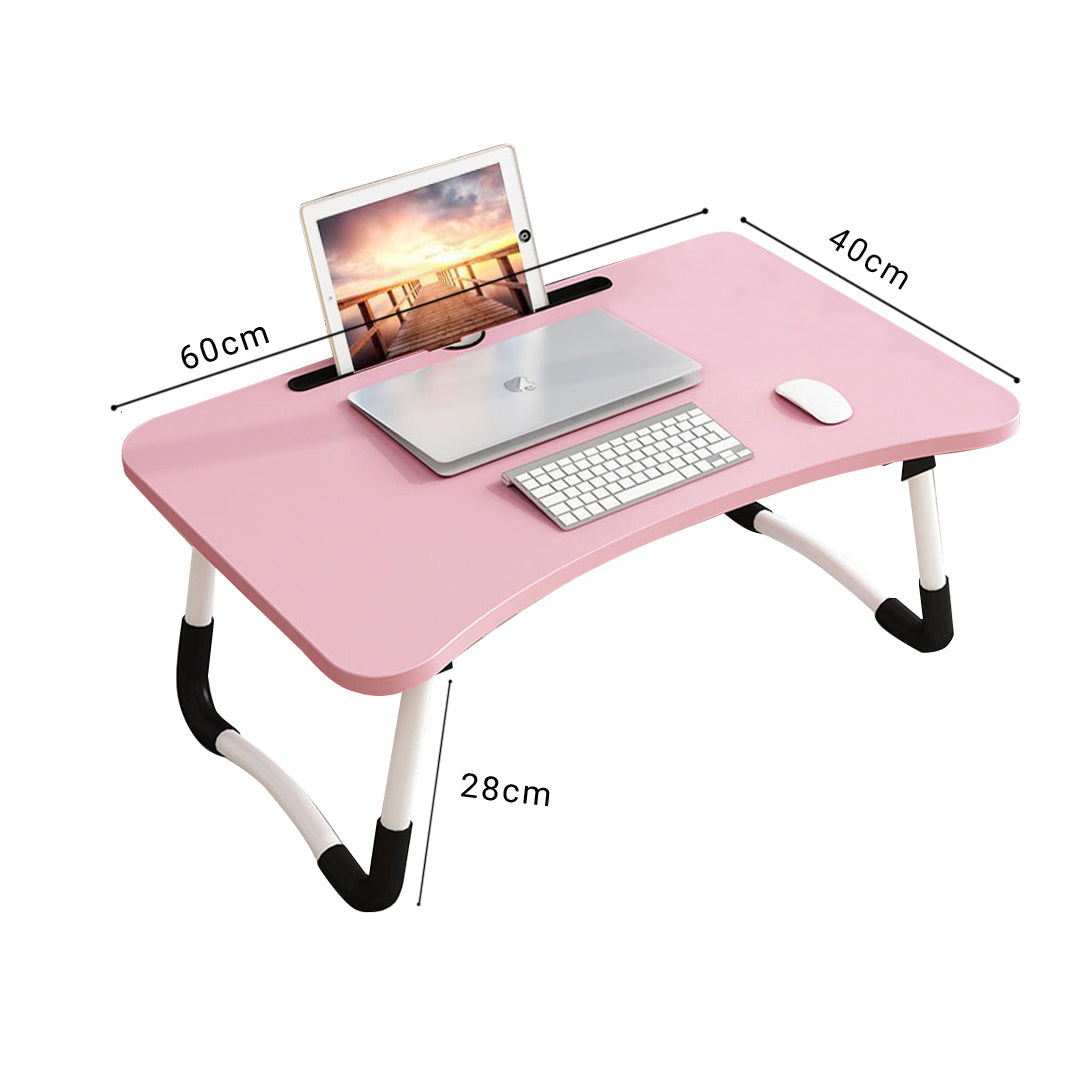 Pink Foldable Study Bed Table Adjustable Portable Desk Stand with Notebook Holder